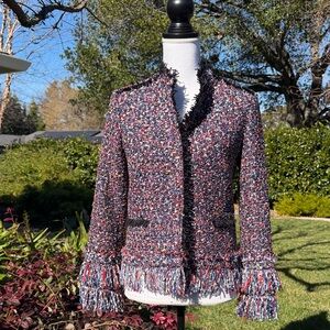 Cropped Fringe Tweed Blazer